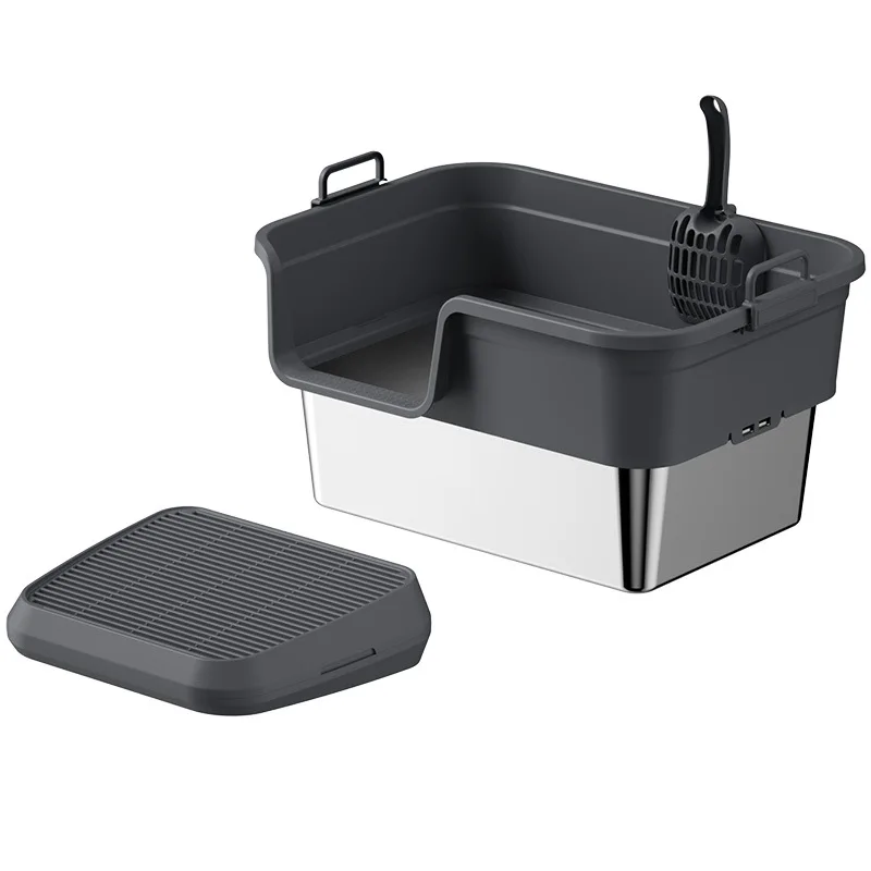 

Semi-enclosed Stainless Steel Large Space Cat Bedpan Box with High Fence to Prevent Splashing and Urine Leakage