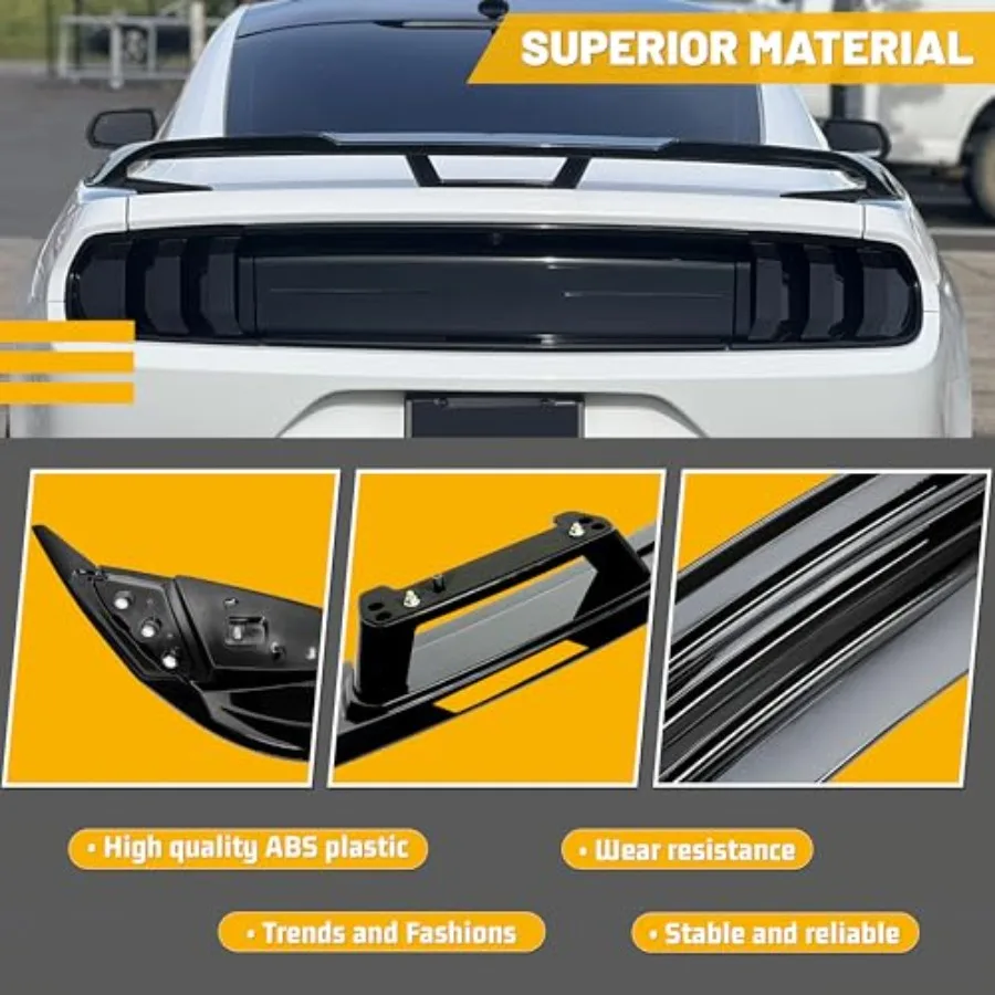 سبويلر صندوق السيارة متوافق مع 2015-2023 Ford Mustang GT500 GT350 V6/V8/Shelby/GT/EcoBoost نماذج كوبيه ذات بابين ملمع جناح خلفي B #5