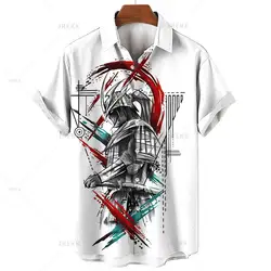 New Japanese Shirts For Men Hawaiian Shirts 3D Ghost Samurai Apparel Short Sleeve Tops Harajuku Streetwear Male Summer Clothing