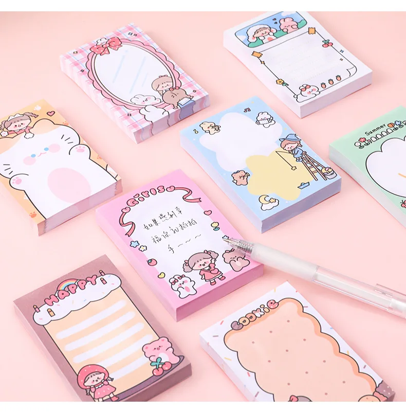 80 Sheets Cute Sticky Notes Self-adhesive Memo Pad Planner Colored Flower Funny Sticky Notes To Do List School Office Supplies