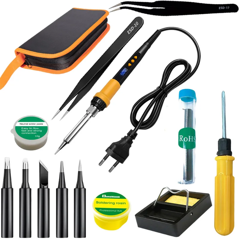 

Multifunctional soldering iron welding tool set, temperature adjustment + multiple soldering tips, solder and flux in one step