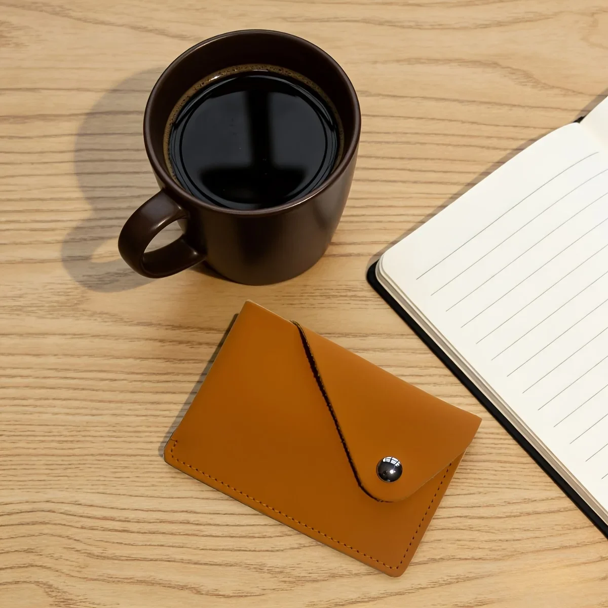 Minimalist Envelope-style Snap-button PU Business Card Holder, Portable and Lightweight, Card Holder and Wallet