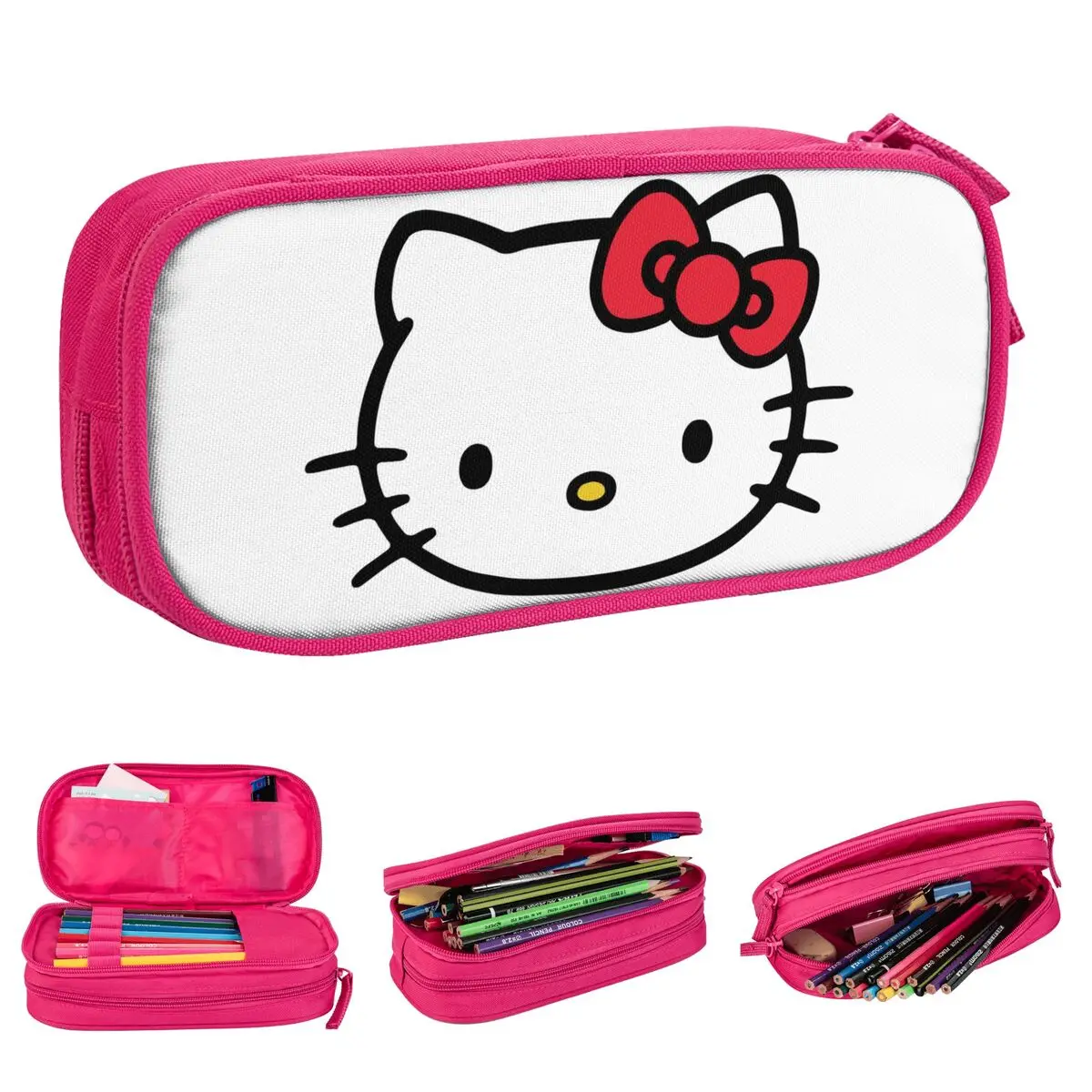 

Hello Kitty Pencil Case Fashion Cartoon Pen Bags Student Large Storage Office Zipper Pencilcases