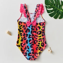 2-12Y Toddler neonate costumi da bagno costume intero per ragazze stampa leopardata costumi da bagno per bambini Kid Girls costume da bagno Beachwear