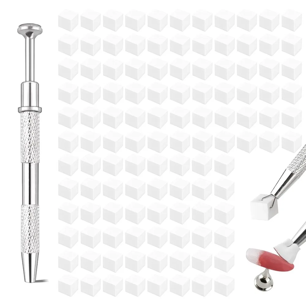 100 Pcs Soft Sponges for Ombre and Nail Art, Complete Set with Pen and Storage Box, Ideal for Home and Salon Use