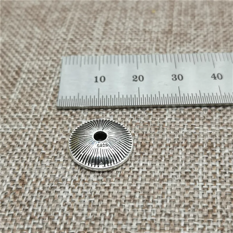 2 Pieces Round Bead Caps 15mm in 925 Sterling Silver for Bracelet Making