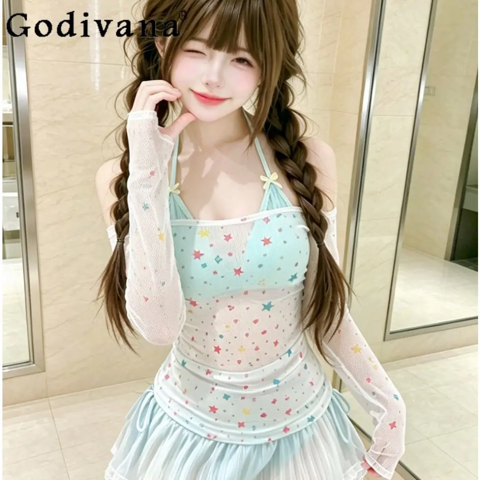 

Japanese Girls Cute Y2k Swimsuit Set Summer New 2026 Women's Sweet Kawaii Sexy Split Swimwear Casual Swimming Suit for Women