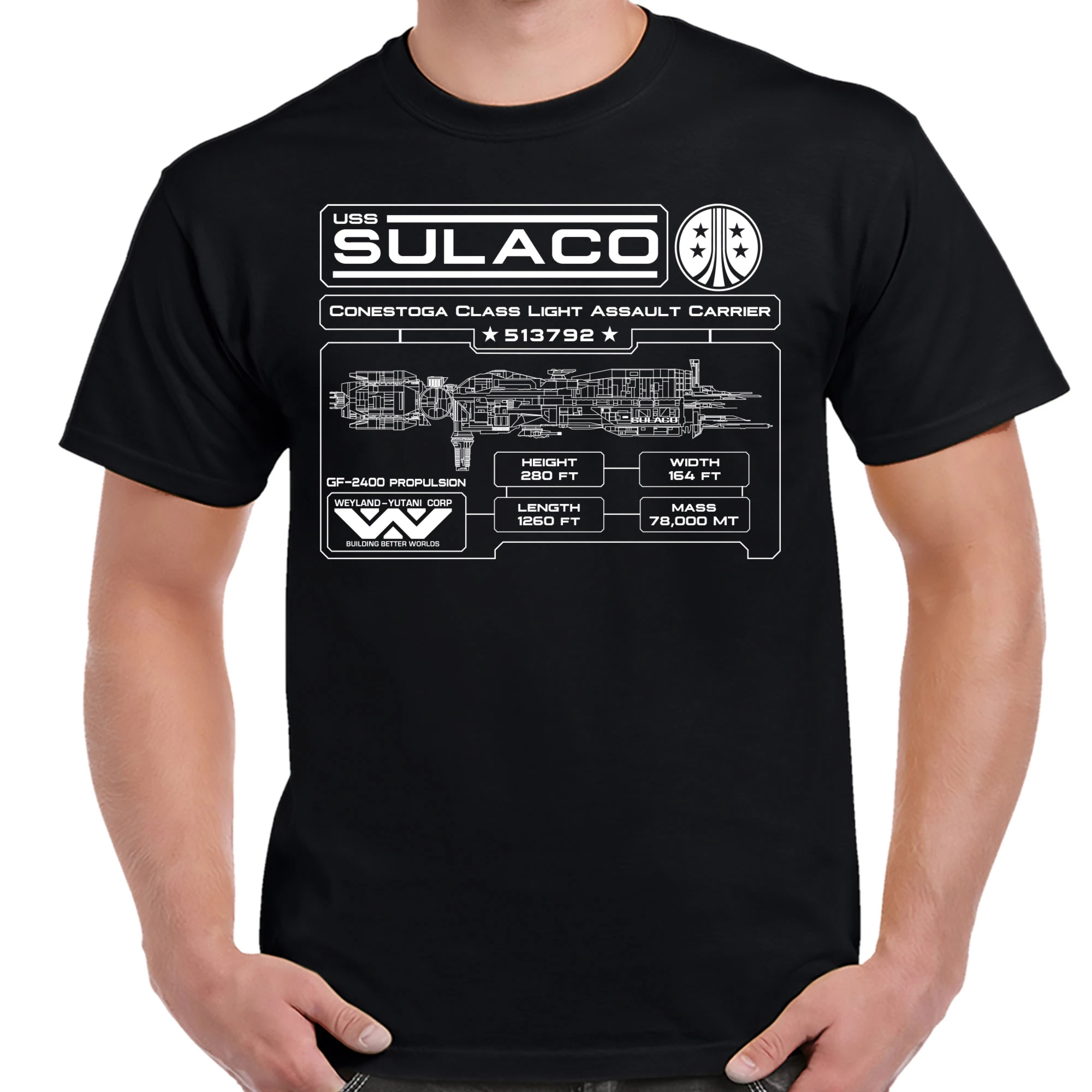 USS Sulaco Spaceship Specifications Plaque T Shirt. New 100% Cotton Short Sleeve O-Neck T-shirt Casual Mens Top