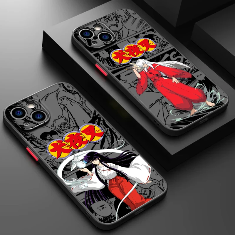 I-Inuyasha Anime Cool Cute Frosted Translucent For Apple iPhone 15 14 13 12 11 XS XR X 8 7 SE Pro Max Plus Mini Matte