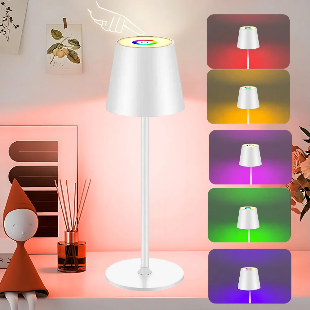 

Rechargeable Table Lamp Touch Sensor LED Desktop Night Light Wireless Reading Lamp For Hotel Bar Restaurant Bedroom Decor Light