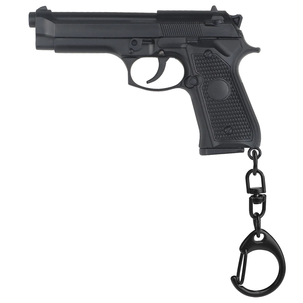 Llavero con forma de pistola en miniatura, Mini llavero de pistola de M92-Black 1:4, adorno colgante, regalo para fanáticos del ejército, colección de modelos