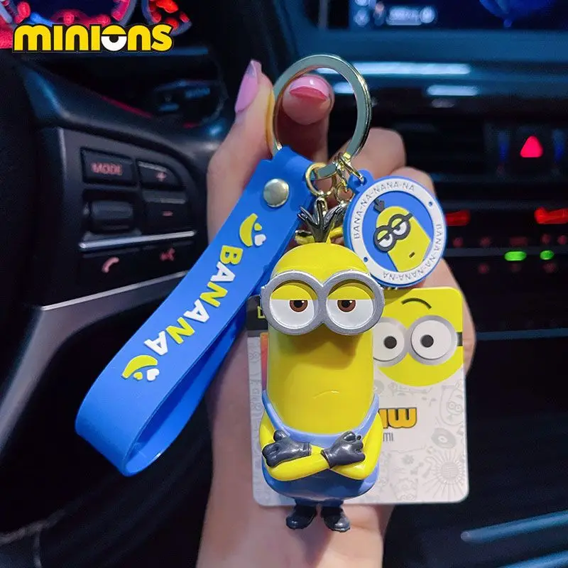 Minions Action Figure Keyring Kawaii Minion Keychain Anime Figures Toy Backpack Pendant Car Key Ring Doll Accessories Kid Toy