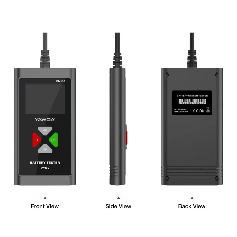 BM580 Car Battery Tester 6V 12V Automotive Test Tools  Health Exam Reversible Access Clip Voltmeter PK BM550 BM560