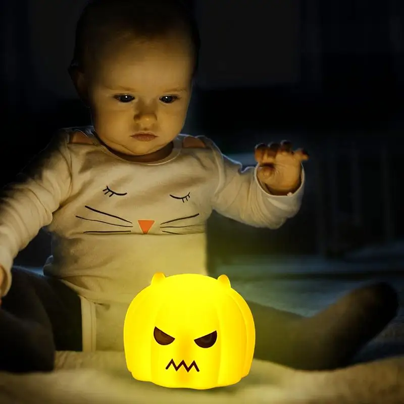 Pumpkin Night Light Silicone USB Charging Night Lamp Cartoon Sleeping Nightlight Creative Patting Light Bedside Lamp For Kids