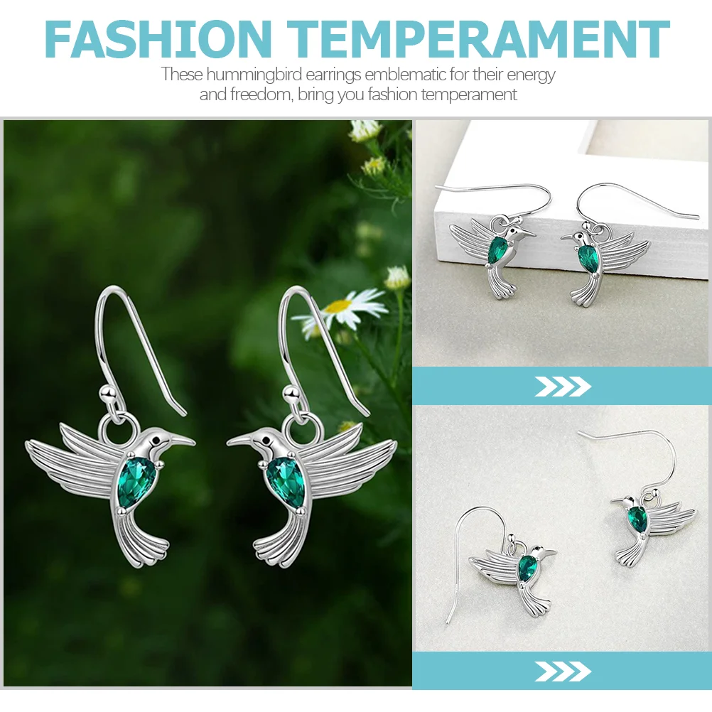 Gifts Hummingbird Earrings Drop for Women 925 Sterling Silver Women's Jewelry Statement Miss