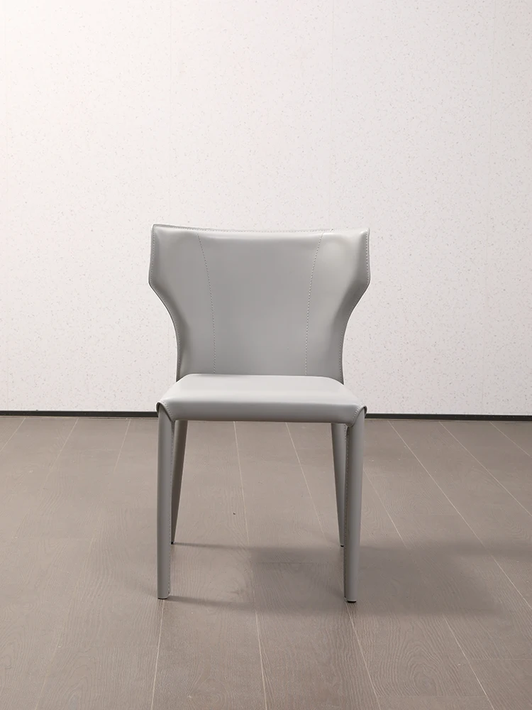 The product can be customized. French cream style saddle leather dining chair Italian minimalist restaurant backrest chai