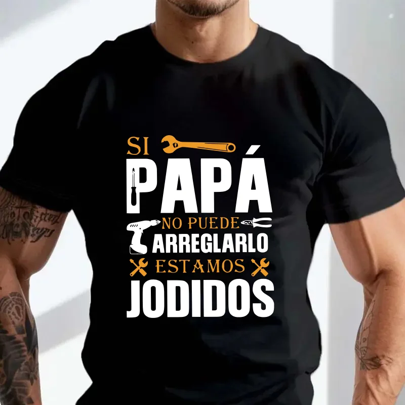 Camiseta Retro con la frase 'Si papá no lo puede arreglar, estamos jodidos', Regalo para papá, ropa de motociclista para hombre, camiseta informal talla europea