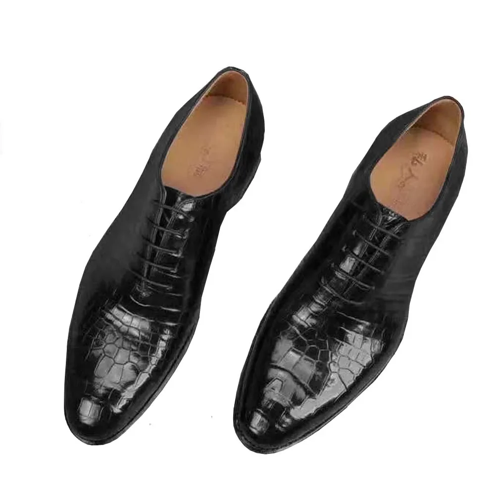 

ouluoer new men formal shoes male crocodile leather weddting