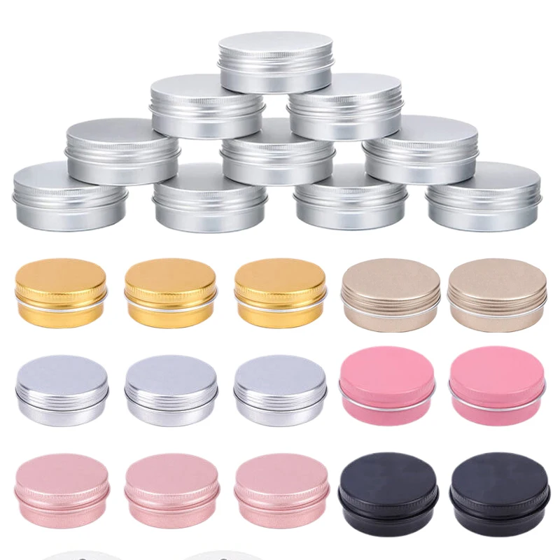 

50Pcs 5ml-60ml Aluminum Tin Jars Refillable Containers Aluminum Screw Lid Round Tin Container Bottle For Cosmetic Lip Balm Cream