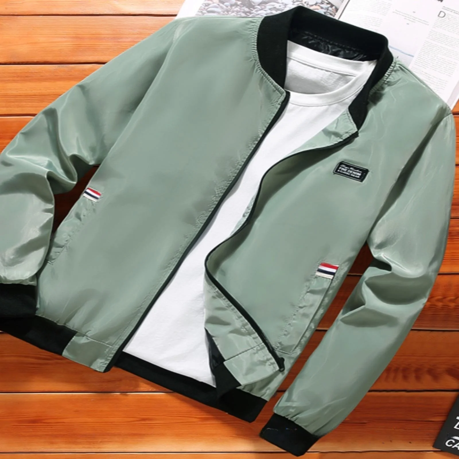

Men's Casual Baseball Jacket Short Style Stand Collar Spring Autumn New Fashion Thickened Rabbit Fur Coat for Men