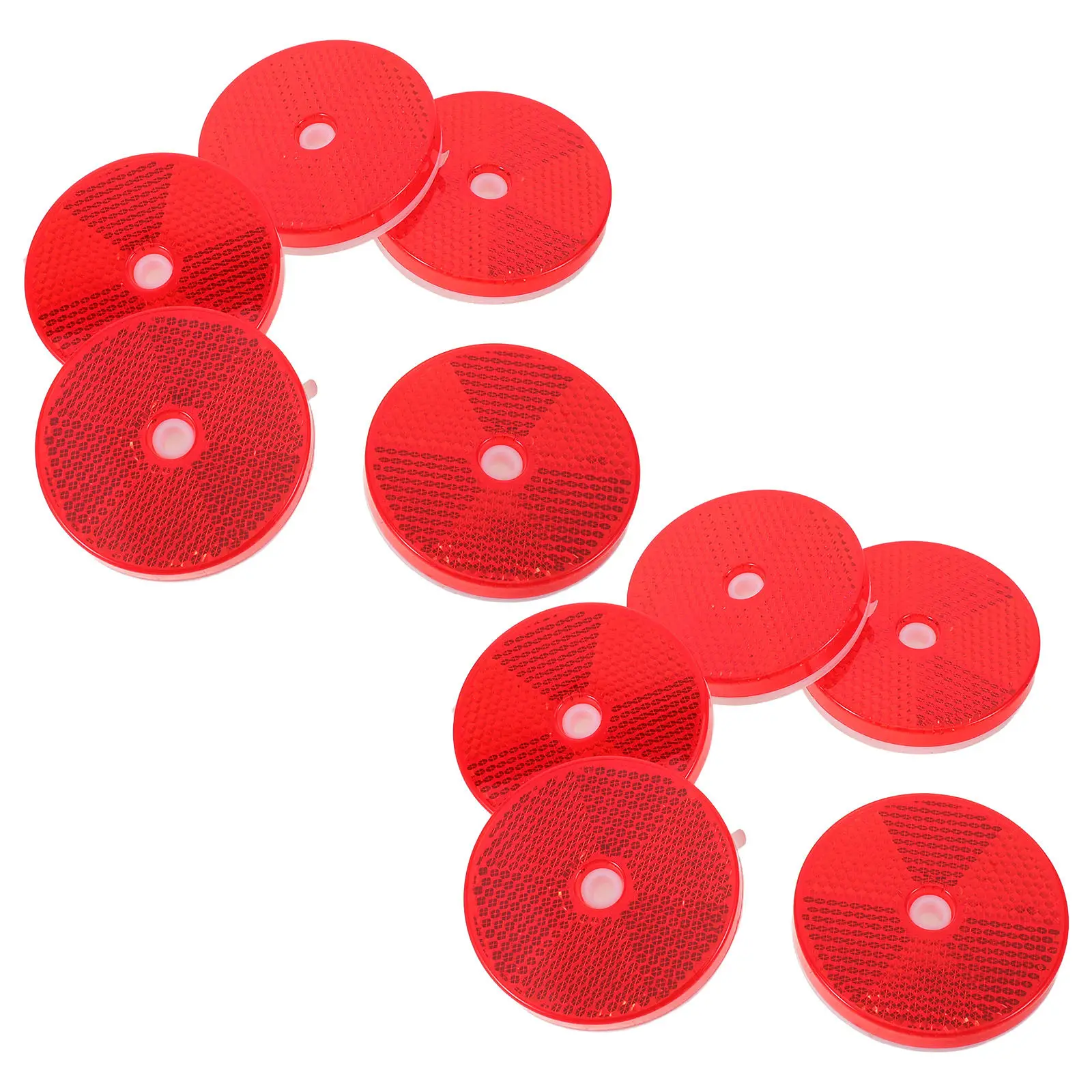 10Pcs Driveway Reflective Markers Red Round Plastic Reflectors 2.4 Inch High Visibility Night Safety Adhesive Outdoor Roadway