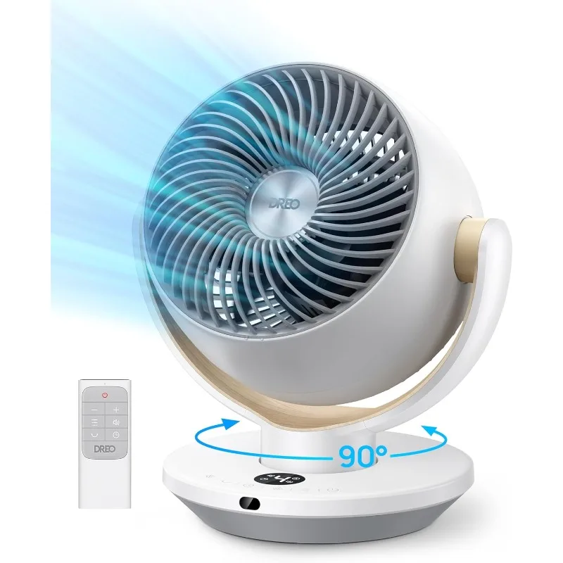 

Bedroom Fan, Table Air Circulation Fan with Remote Control, 120° Vertical Manual +90° Oscillating Fan, 4 Speeds