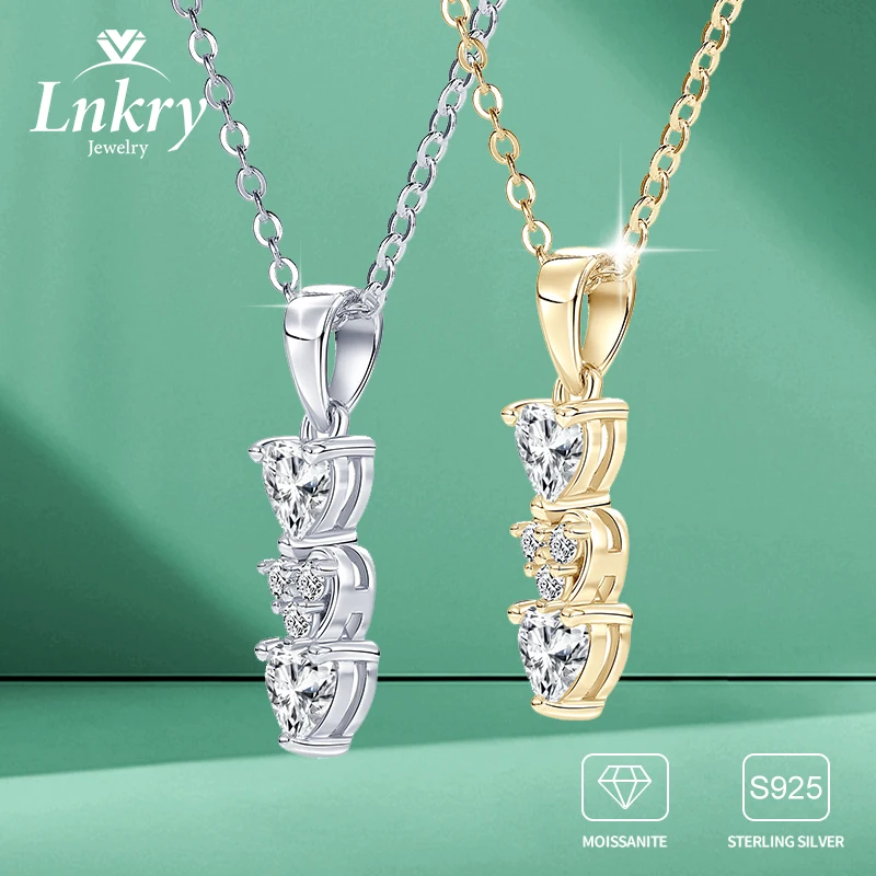 

Lnkry Изысканные ожерелья из муассанита в форме сердца Collare Mujer, ожерелье из стерлингового серебра 925 пробы для женщин, рождественский подарок