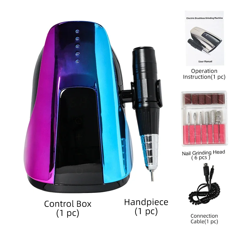 Professional Nail Tools Kit Supplies 35000RPM Brushless Rose Gold Purple Blue Manicure Electric Nail Drill Machine