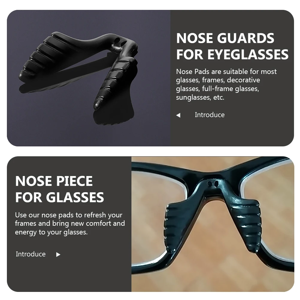 

4pcs Soft Silicone Nose Pads for Glasses Non Slip Comfortable Anti Pressure Black Color Replacement Parts Eyeglass Accessories