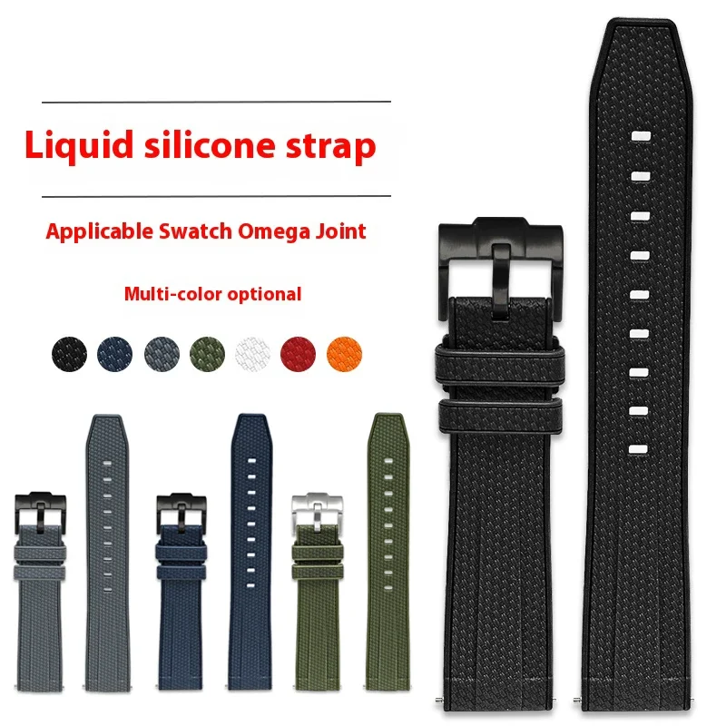 20mm 22mm Silicone Strap Universal Waterproof Quick Release Watch Band for Omega X Swatch MoonSwatch for Blancpain Five Oceans