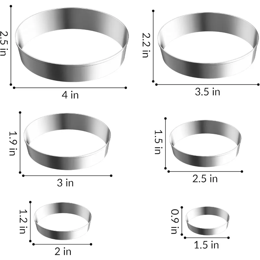 Juego de cortadores de galletas ovalados de 6 uds., suministros para hornear geométricos grandes de acero inoxidable para galletas caseras, cortadores de galletas de placa ovalada Sha