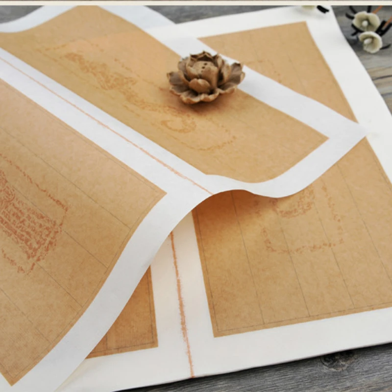 Retro Xuan Paper Letterhead Chinese Small Regular Script Brush Calligraphy Rice Paper Chinese Hard Pen Calligraphy Letter Papier