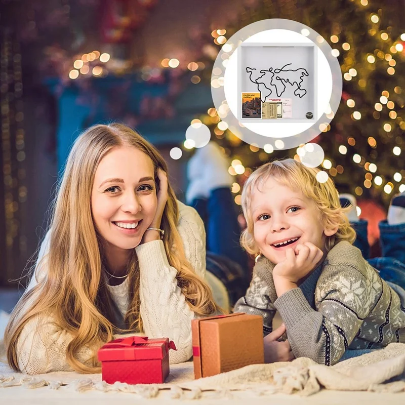 Adventure Archive Box Travel Shadow Box Ticket Shadow Box mit Schlitz, Memory Boxes für Andenken-B