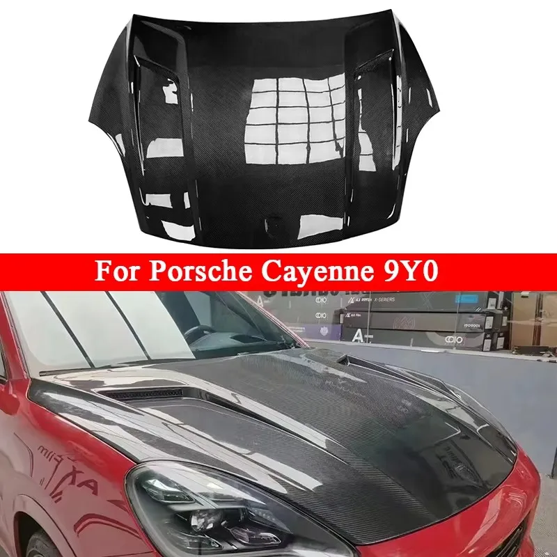 For Porsche Cayenne 9Y0 2018+ Carbon Fiber Hood Forged carbon Engine Cover Hood Car Headliner Hood Cover Upgrade body kit