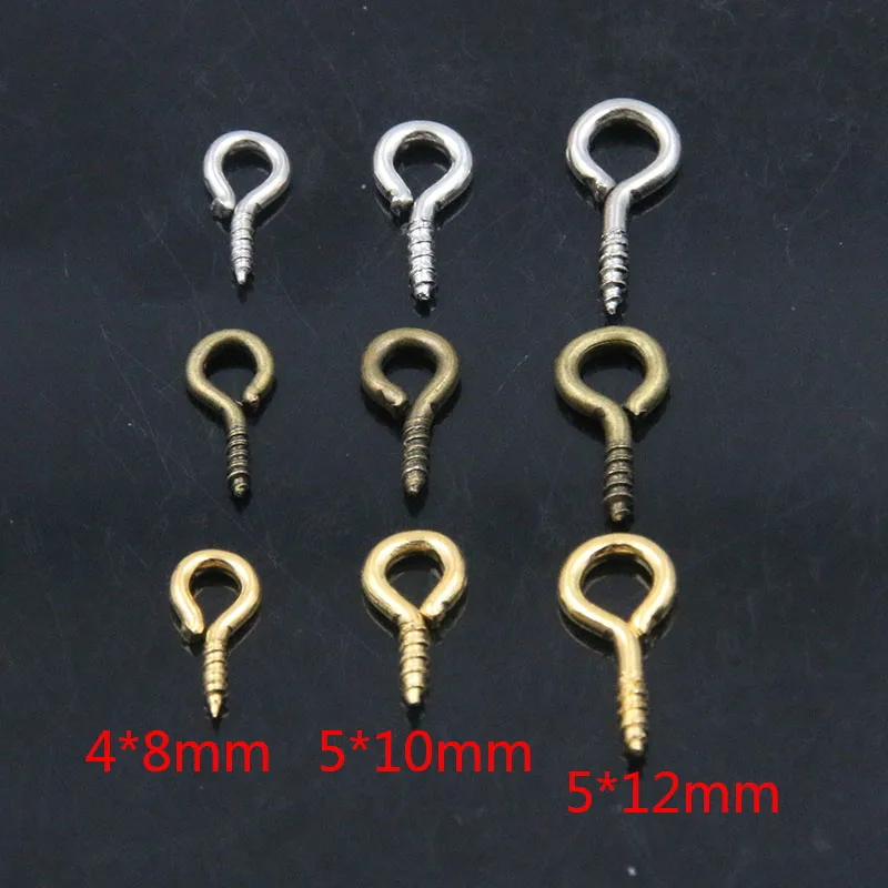 100Pcs 3Color 2Style Small Spring Sheep Eyes  Hooks Nail Screw Pins Eyelets For DIY Jewelry Beaded Pendant Material