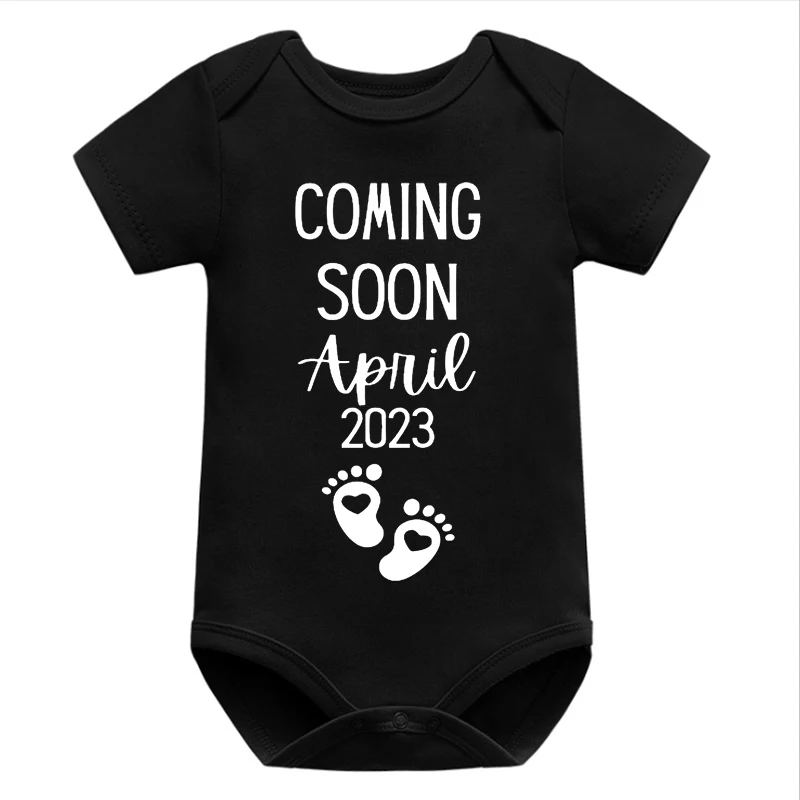 

April 2023 Pregnancy Announcement Baby Romper New Baby Coming Soon Baby Clothes See You In April Bodysuit Pregnancy for April