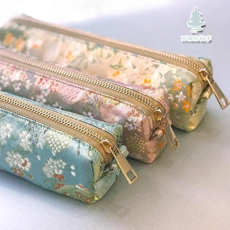 Minimalist Ins Style Original Embroidered Stationery Bag, Student Large Capacity Pencil Case 235/50/75mm