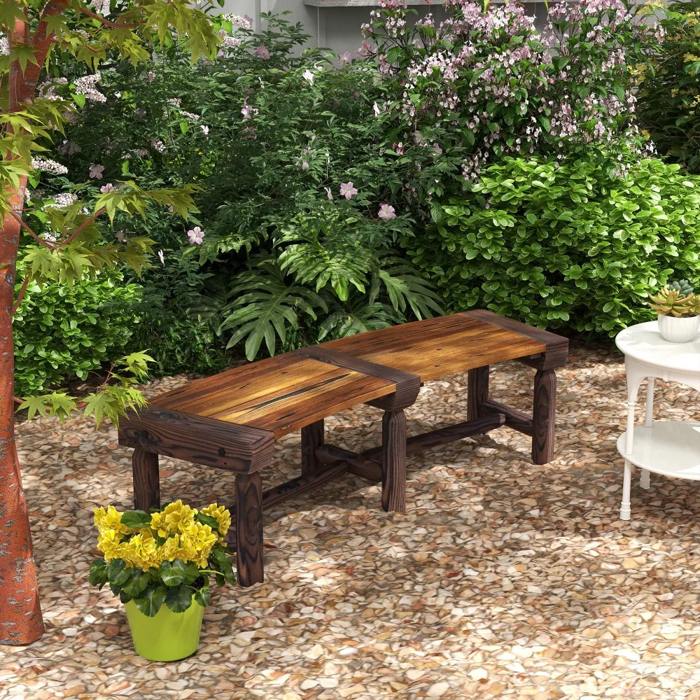 

Wooden Garden Bench, Semicircular Round Outdoor Tree Bench, Wrap Around Park Bench, Brown