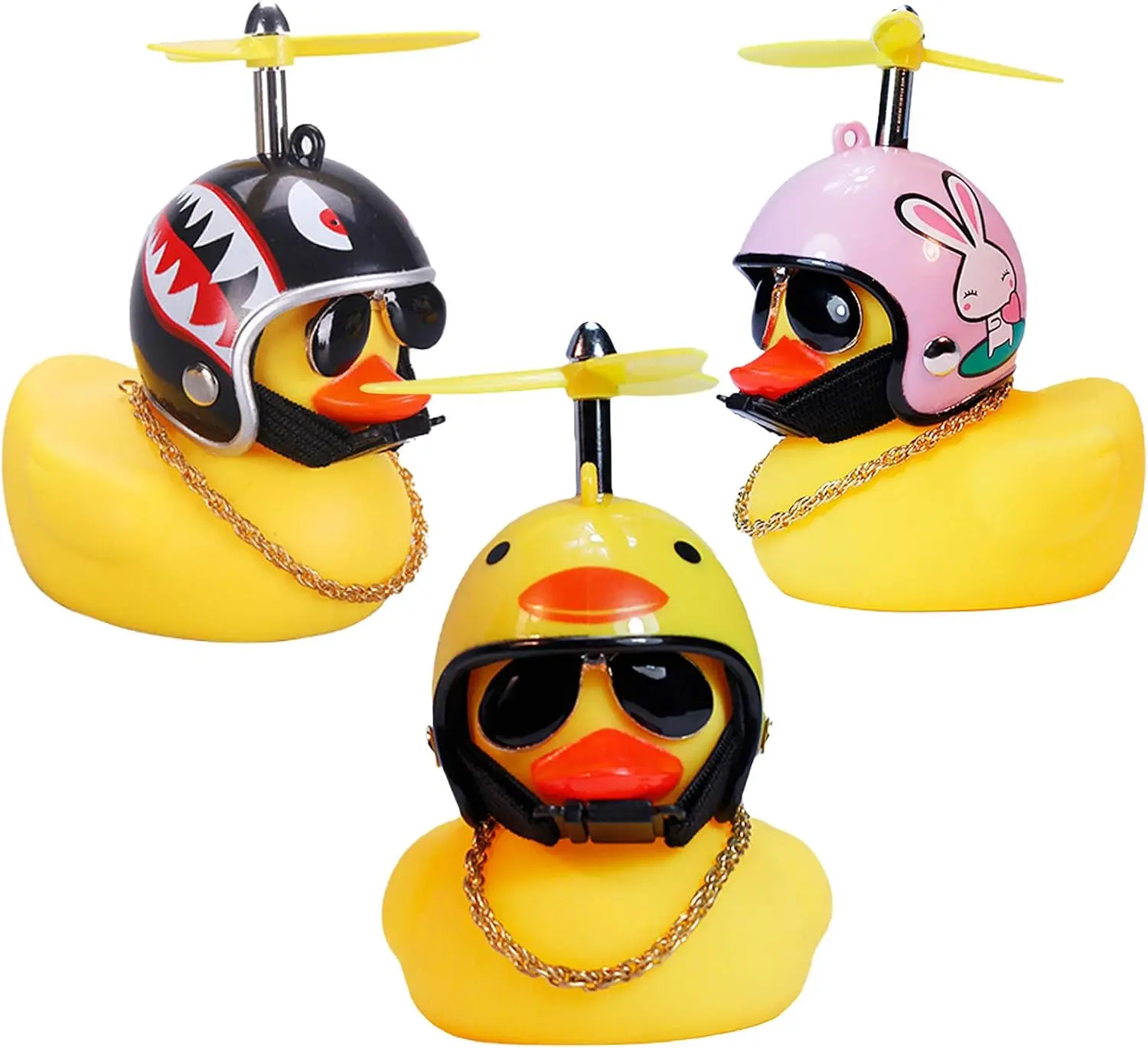 

3pc Rubber Duck Helmet, Bike Horn Bell Car Decoration Bicycle Horn Party Supplies