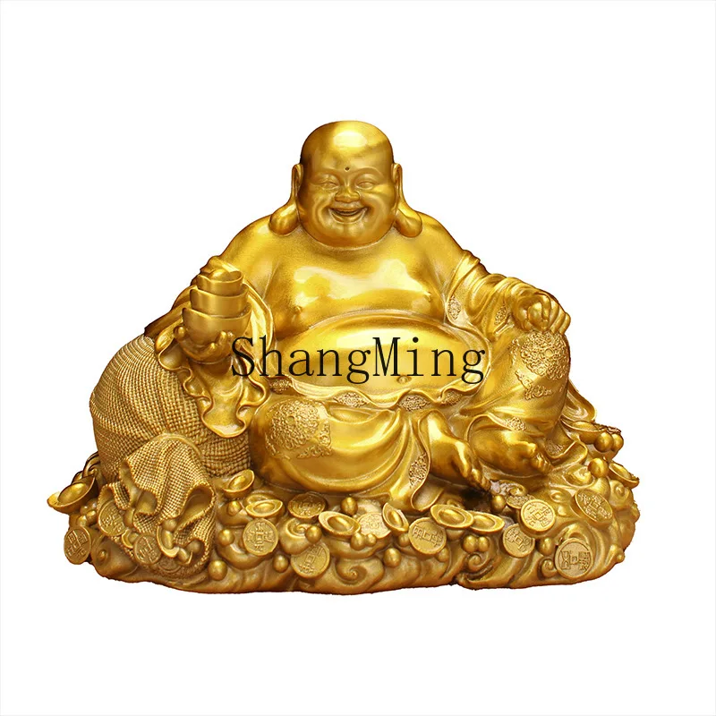 

ZYY Brass Maitreya Buddha Ornament Living Room Household Devotion Buddha Statue Cai Large Bronze Statue
