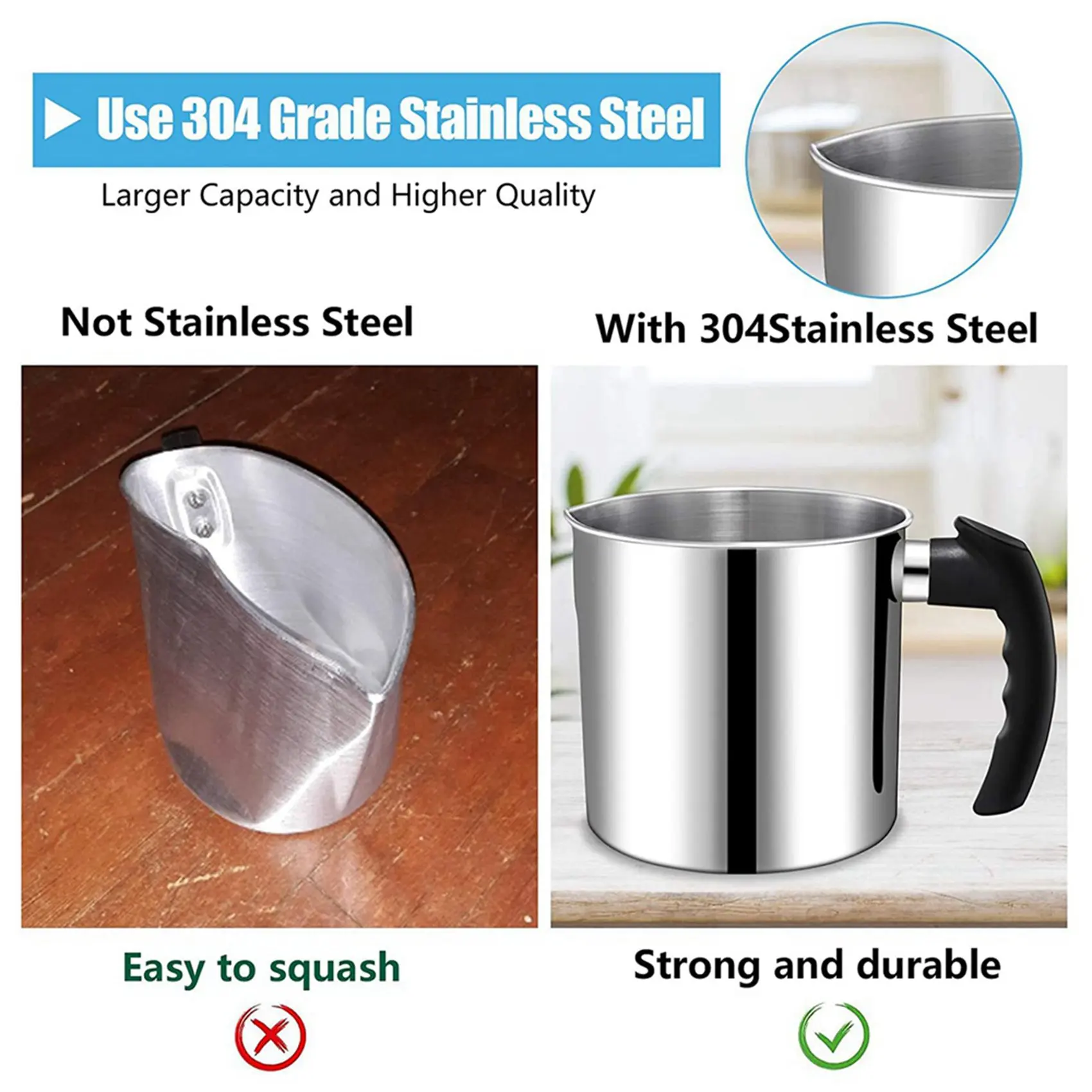 ABGG-2X Candle Making Pouring Pot, 44 Oz Double Boiler Wax Melting Pot, Candle Making Pitcher, Heat-Resistant Handle