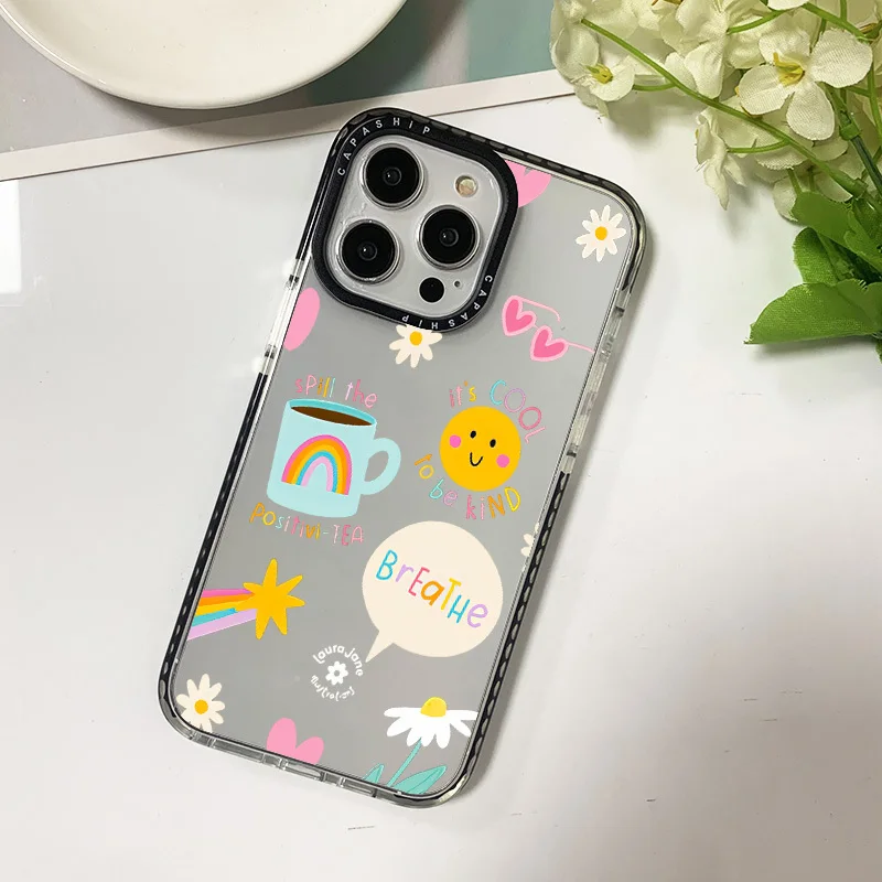 Case For Iphone 11 14 15 Pro Max Cute Cartoon Smile Coffee Silicone Soft Funda 12 13 Pro 6 7 8 Plus X XR XS Anti-fall Cover