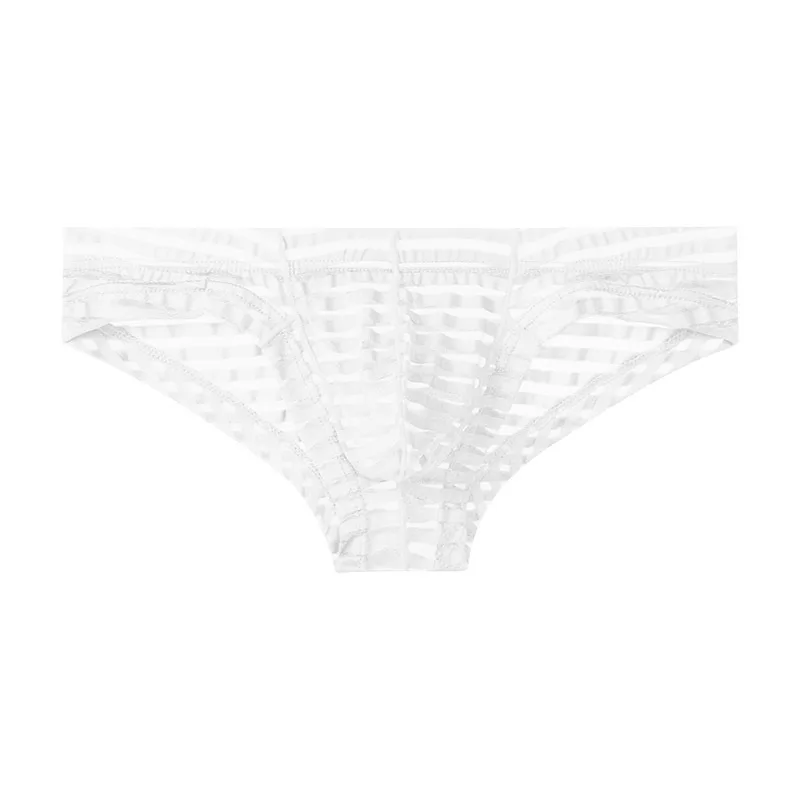 Experience Unmatched Comfort with these Ultrathin Low Waist Boxer Briefs for Men featuring Striped Mesh Construction