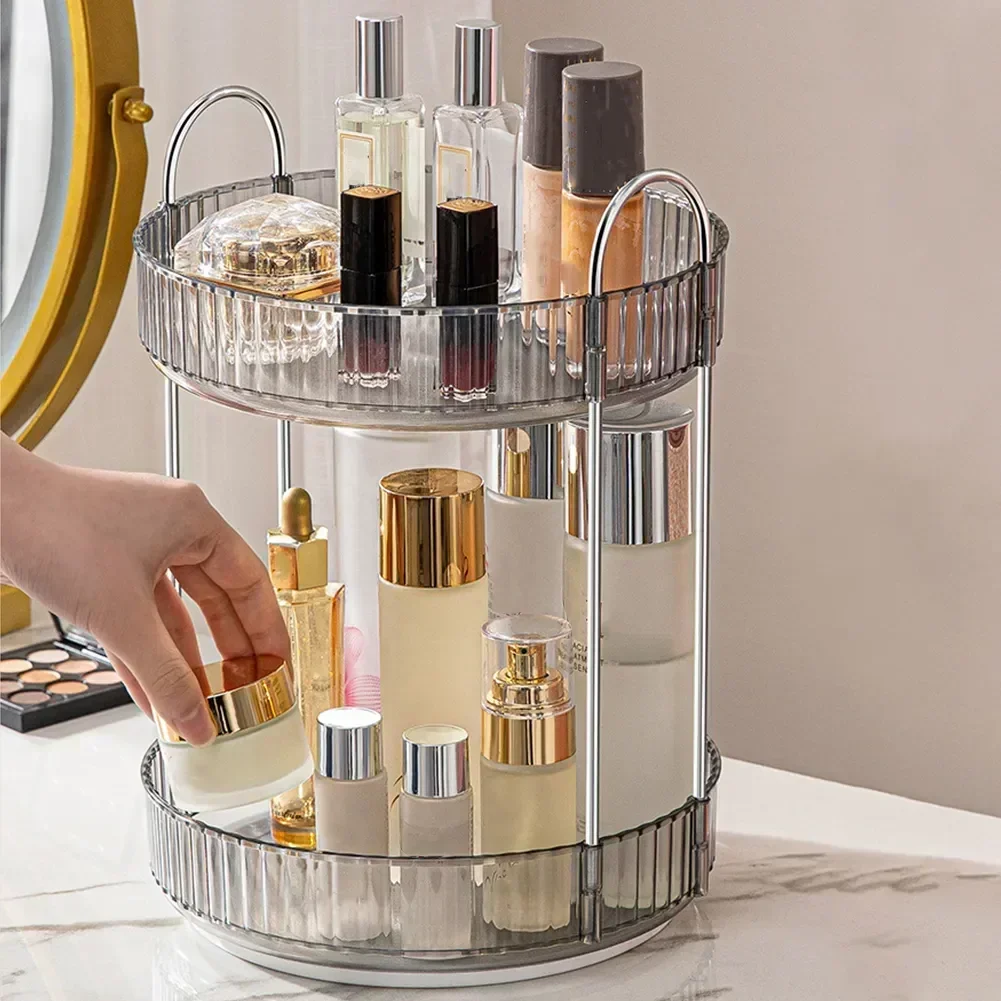 360° Rotatable Desktop Cosmetic Rack Bathroom Shelf Large-capacity Perfume Aromatherapy Skin Care Product Storage Rack Organizer