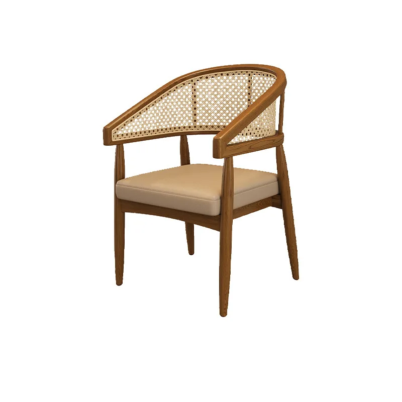 

%t for Furniture Leisure Retro Solid Wood Dining Chair Restaurant Family Dining Room Armrest Wooden Coffee Shop Dining Chair*