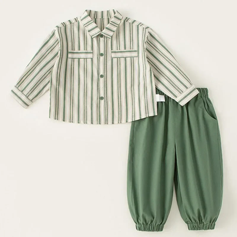 

Spring Autumn Baby Boy Clothes Korean Fashion Stripe Cotton Long Sleeve Tops+Pants Boutique Kids Clothing Children's Sets B120