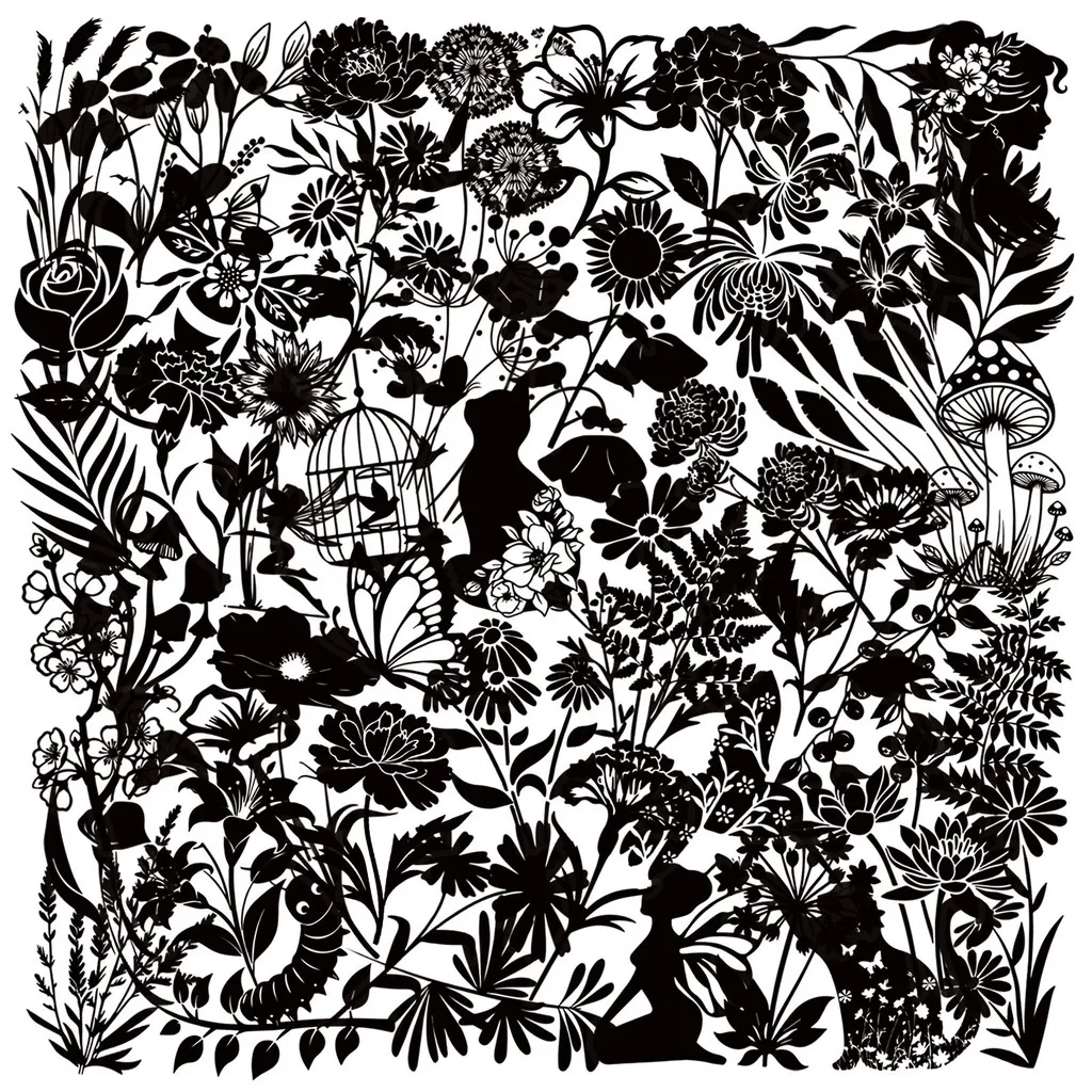 

50 Pcs Black White Plant Stickers Transparent Waterproof PET, INS-Style, Perfect for Journal Flower Scrapbook AnimeWorlds Store