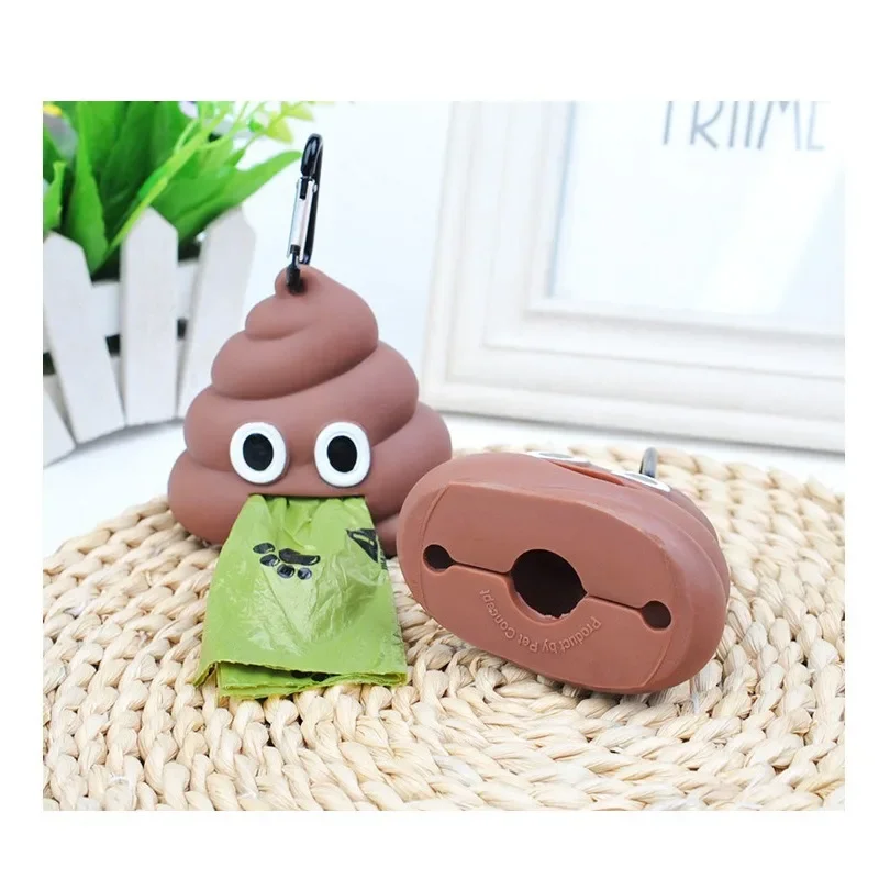 Pet Garbage Bag Dispenser, Feces Shape, Cat and Dog Portable, Soft Silicone Pet Feces Bag Storage Box, Garbage Bag Roll 1