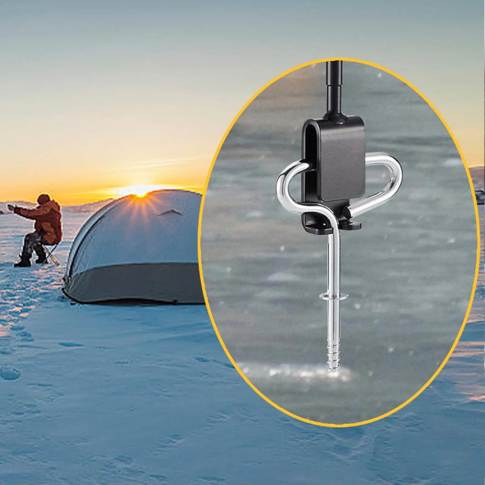 Ice Anchor Drill Adapter Ice Fishing Anchor Tool Portable,for Setting up Ice Fishing Shelter Tent for Ice Fishing Tent Stakes