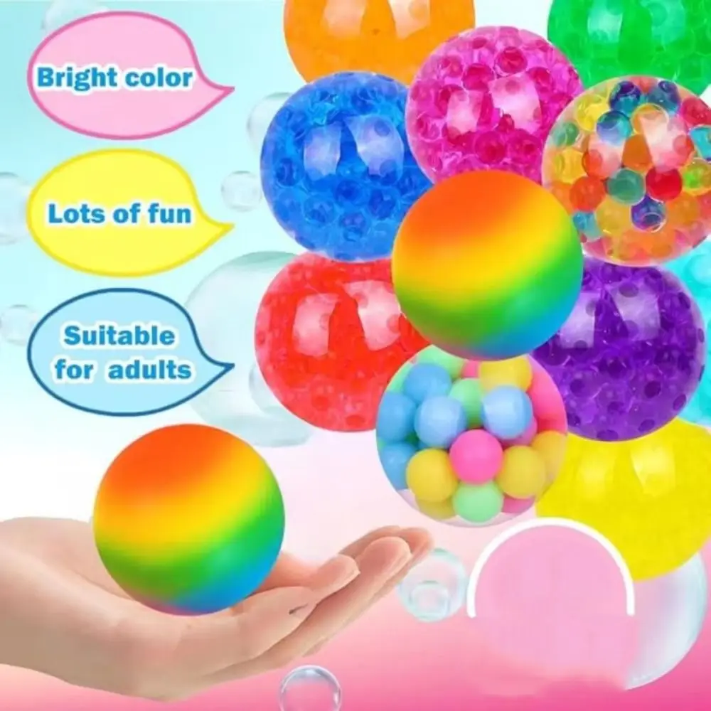 10pcs Squeezing Acne TPR Crystal Ball Solid Sphere Water Ball Pinching Transparent Realistic Rainbow Ball Squeeze Toys